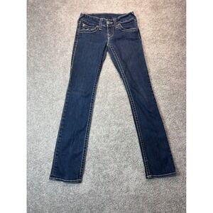 True Religion World Tour Straight Leg Jeans Dark Wash Low Rise S 26 Made in USA